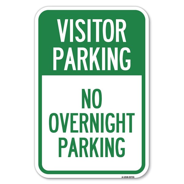 Signmission Visitor Parking No Overnight Parking Heavy-Gauge Aluminum Sign, 12" x 18", A-1218-22731 A-1218-22731 - main